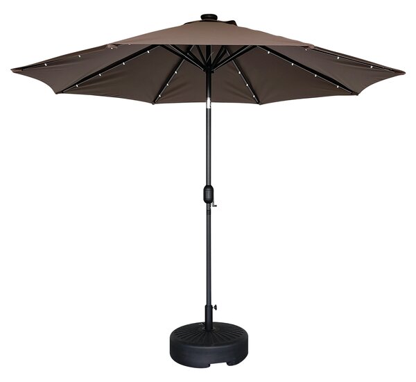 Záhradný slnečník Houseland Luna s LED osvetlením 270 cm tmavo hnedý