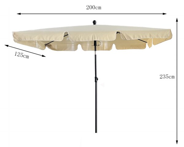 Ak furniture Záhradný slnečník FLOKS 200x125 cm béžový