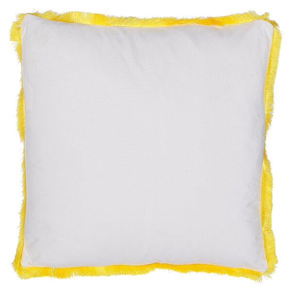 Sada 2 dekoratívnych vankúšov žltá biela sivá polyester 45 x 45 cm štvorcový tvar zvierací vzor so strapcami moderný glamour štýl doplnky