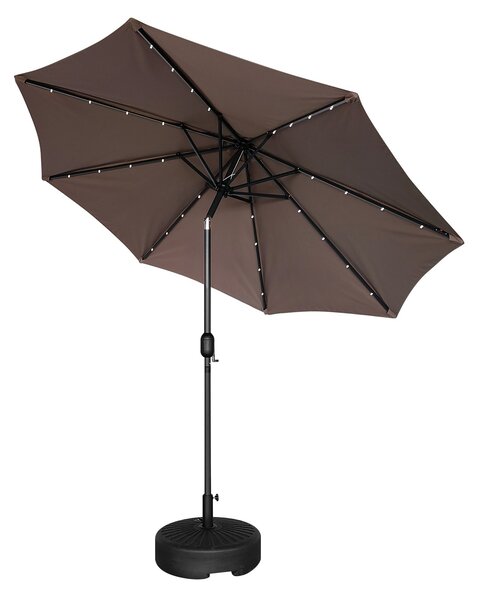 Záhradný slnečník Houseland Luna s LED osvetlením 270 cm tmavo hnedý