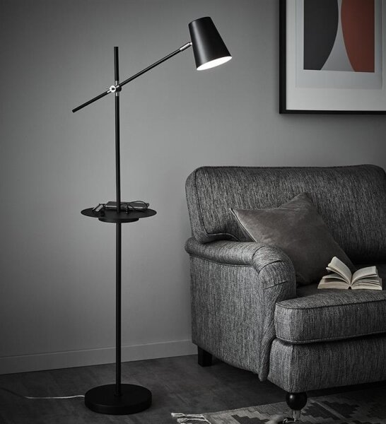 Markslöjd 107307 - Stojacia lampa s USB LINEAR 1xE14/40W/230V