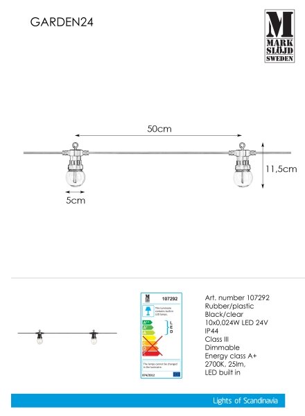 Markslöjd 107292 - LED Vonkajšia dekoratívna reťaz GIRLANDA GARDEN 10xLED 5,5m IP44