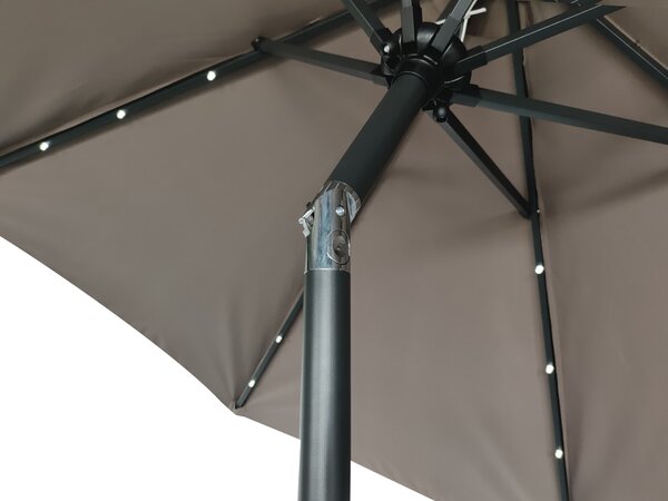 Záhradný slnečník Houseland Luna s LED osvetlením 270 cm tmavo hnedý