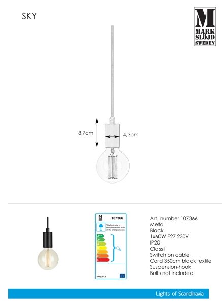 Markslöjd 107366 - Luster na lanku SKY 1xE27/60W/230V