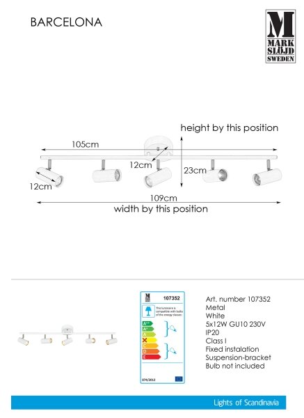 Markslöjd 107352 - Bodové svietidlo BARCELONA 5xGU10/12W/230V