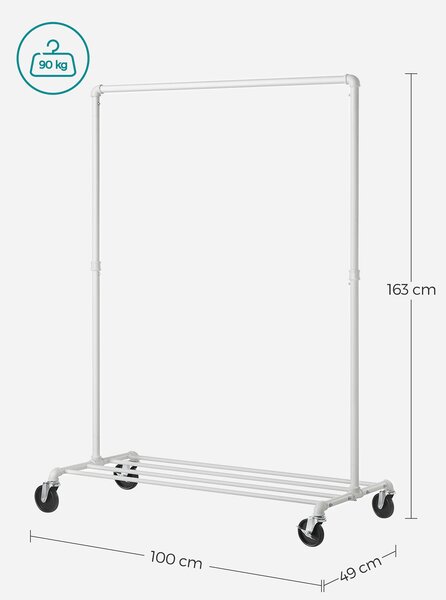 SONGMICS Pojízdný stojan na oblečení Clair 100 cm bílý