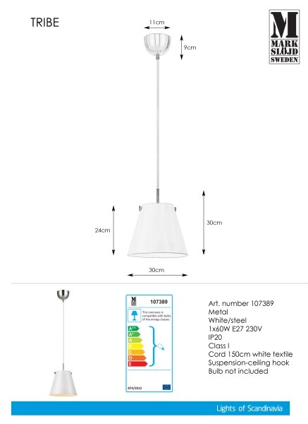 Markslöjd 107389 - Luster na lanku TRIBE 1xE27/60W/230V