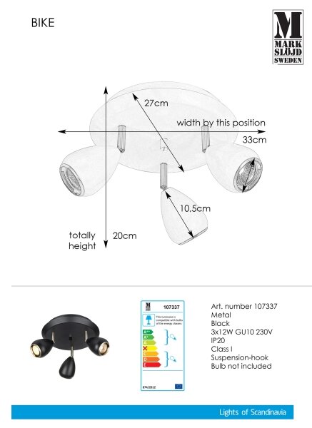 Markslöjd 107337 - Bodové svietidlo BIKE 3xGU10/12W/230V