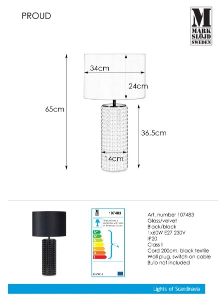 Markslöjd 107483 - Stolná lampa PROUD 1xE27/60W/230V