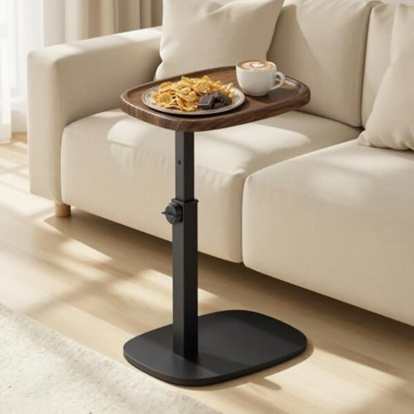 SONGMICS Výškovo nastaviteľný odkladací stolík Vasagle Cujo 40 cm čierny/orech