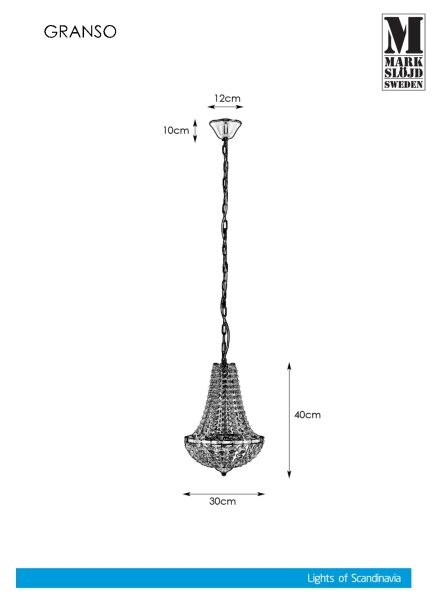 Markslöjd 107550 - Krištáľový kúpeľňový luster na reťazi GRÄNSÖ 2xG9/20W/230V