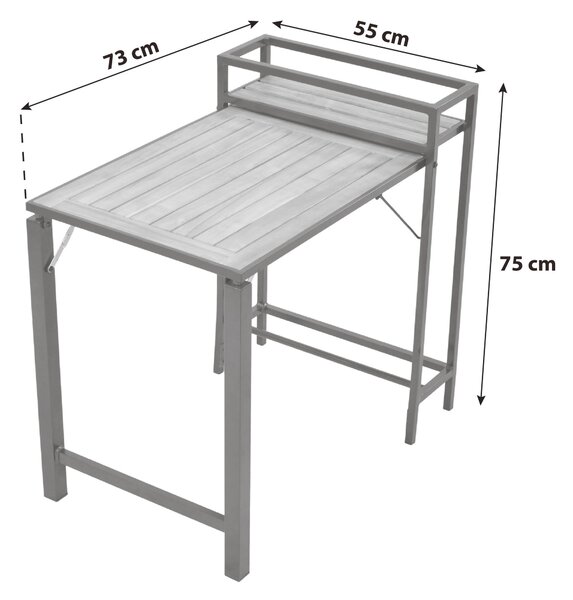 STÔL NA BALKÓN, drevo, kov, 55/75/73 cm Gardenson - Online Only záhrada, Online Only