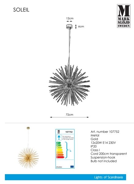 Markslöjd 107752 - Luster na lanku SOLEIL 12xE14/20W/260V rose gold