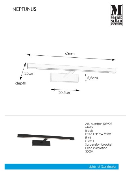 Markslöjd 107909 - LED Kúpeľňové osvetlenie zrkadla NEPTUNUS LED/9W/230V IP44