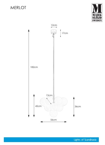 Markslöjd 107911 - Luster na tyči MERLOT 13xG9/20W/230V pr. 56 cm biela/čierna