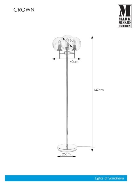 Markslöjd 107947 - Stojacia lampa CROWN 3xE14/20W/230V