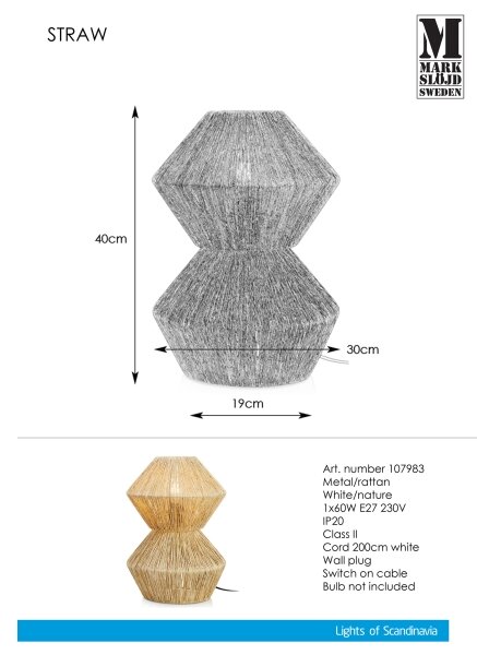 Markslöjd 107983 - Stolná lampa STRAW 1xE27/40W/230V