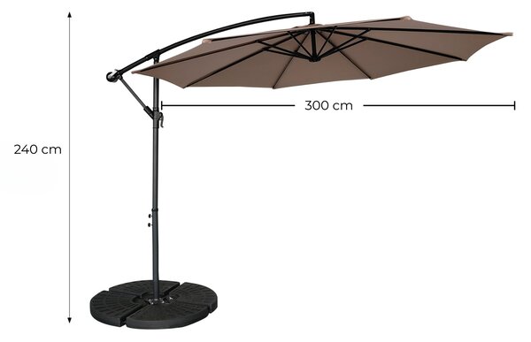 Záhradný slnečník Houseland Zynex 300 cm svetlohnedý