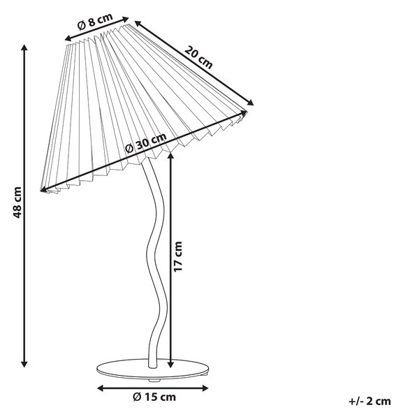 Stolná lampa biely kovový podstavec skladané biele tienidlo moderný minimalistický dizajn obývačka spálňa