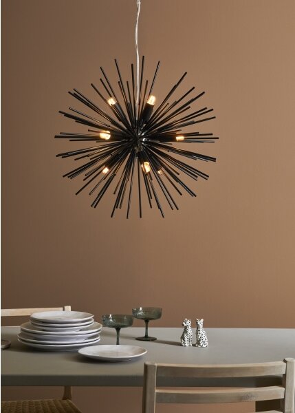 Markslöjd 108048 - Luster na lanku SOLEIL 9xE14/20W/230V čierna