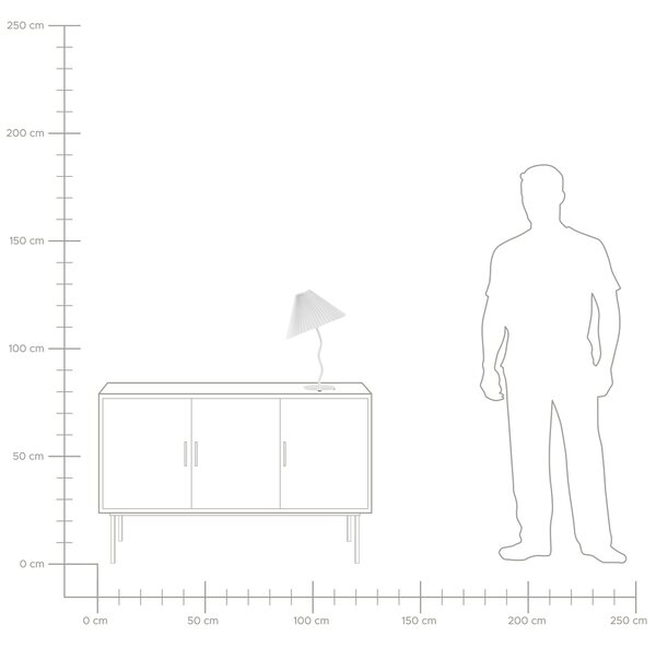 Stolná lampa biely kovový podstavec skladané biele tienidlo moderný minimalistický dizajn obývačka spálňa