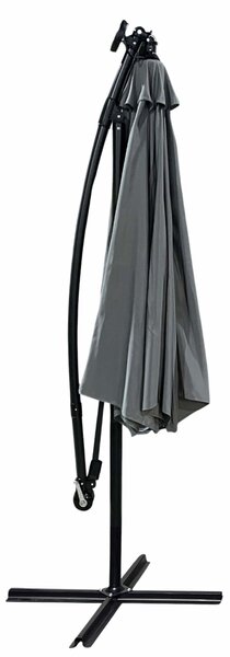 Ak furniture Záhradný slnečník MILIN s LED osvetlením 300 cm svetlosivý
