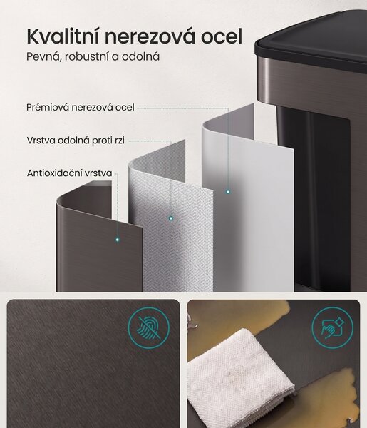 SONGMICS Odpadkový kôš s vekom JORDAN 2x30 L tmavosivý II