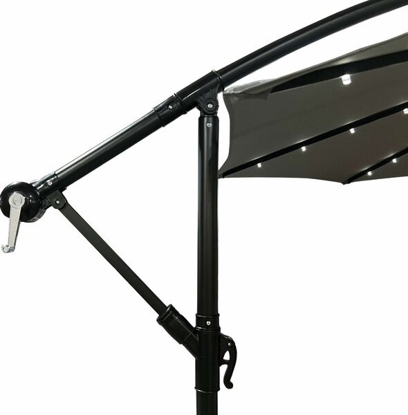 Ak furniture Záhradný slnečník MILIN s LED osvetlením 300 cm svetlosivý