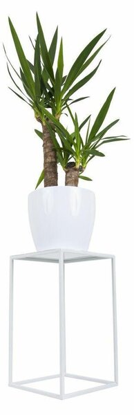 HowHomely Stojan na kvety Ilja 40 cm biely