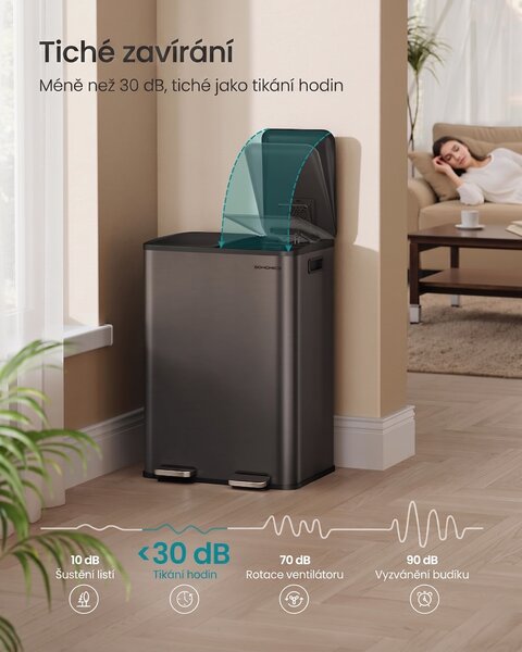 SONGMICS Odpadkový kôš s vekom JORDAN 2x30 L tmavosivý II