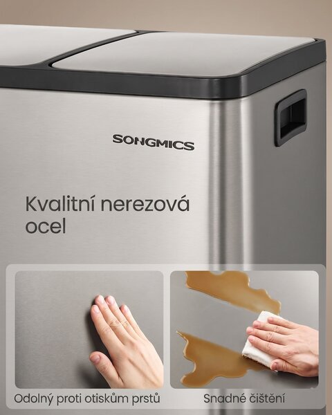 SONGMICS Odpadkový koš s víkem Jordan 3x18 L stříbrný