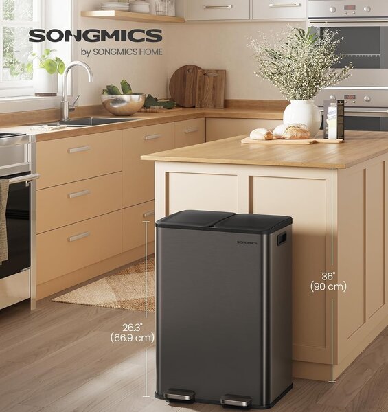 SONGMICS Odpadkový kôš s vekom JORDAN 2x30 L tmavosivý II