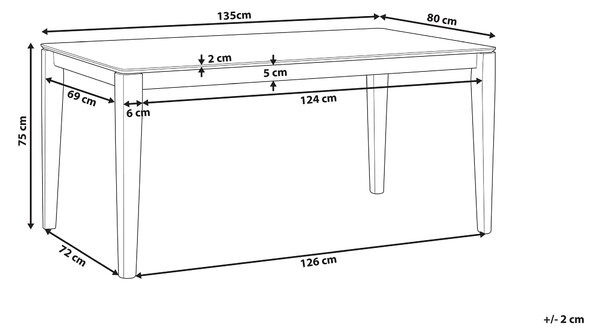 Jedálenský stôl čierna tmavý orech MDF kaučuk 135 x 80 cm obdĺžnikový tvar pre 4 osoby moderný tradičný štýl kuchyňa jedáleň