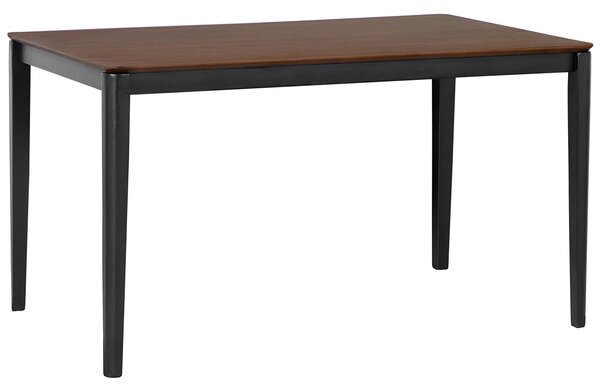 Jedálenský stôl čierna tmavý orech MDF kaučuk 135 x 80 cm obdĺžnikový tvar pre 4 osoby moderný tradičný štýl kuchyňa jedáleň
