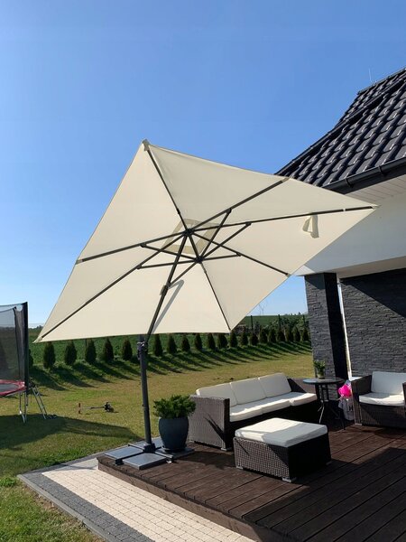 Garden Line Záhradný slnečník s ochranným obalom ROMA 300 x 400 cm béžový