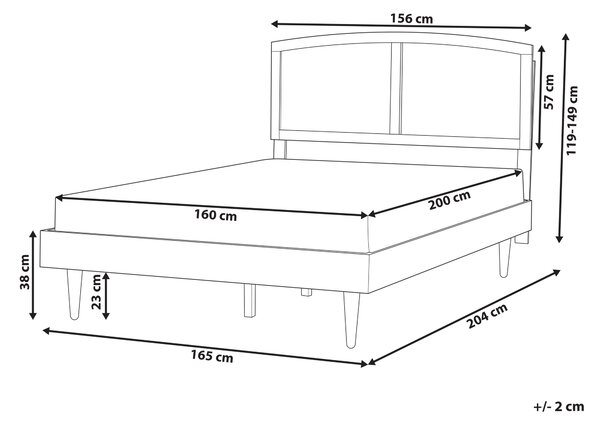 Posteľ čierna kaučukové drevo 160 x 200 cm dvojlôžko s ratanovým čelom a roštom LED svetlo minimalistický rustikálny štýl
