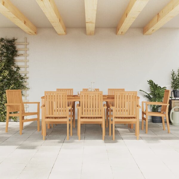 Stohovateľné záhradné stoličky 8 ks 56,5x57,5x91 cm masívny tík