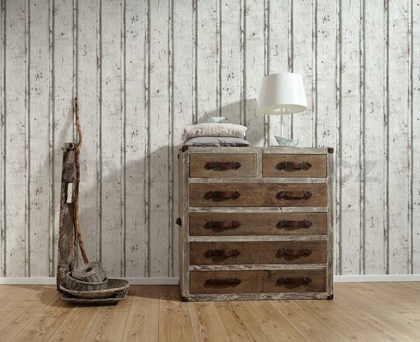Vliesové tapety na zeď Wood´n Stone 95370-1, dřevěné bílé, rozměr 10,05 m x 0,53 m, A.S.Création
