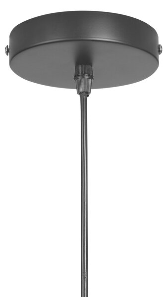 Závesná lampa hnedá a béžová s ratanovým tienidlom kovové závesné svietidlo do interiéru