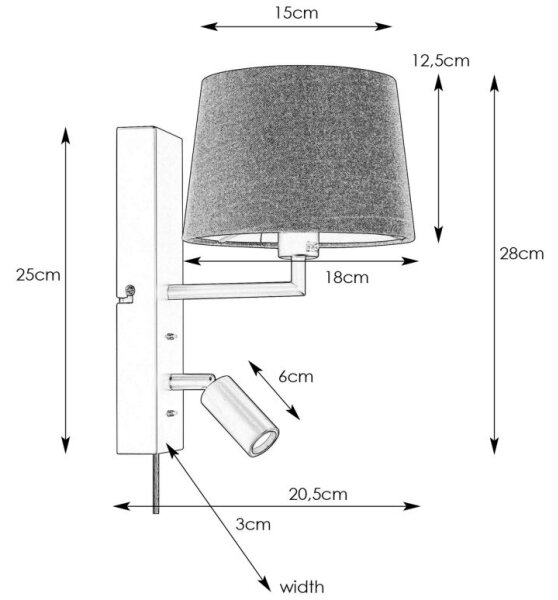 Markslöjd 108595 - LED nástenné svietidlo s USB COMO 1xE14/40W/230V + LED/3W čierne