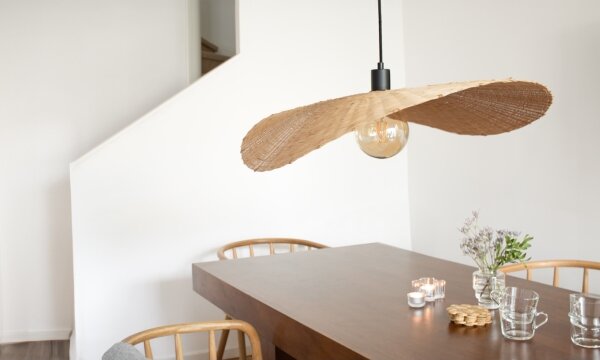 Markslöjd 108677 - Luster na lanku RAYO 1xE27/40W/230V béžová/bambus