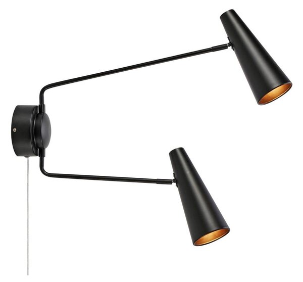 Markslöjd 108690 - Nástenná lampa PEAK 2xE14/40W/230V čierna