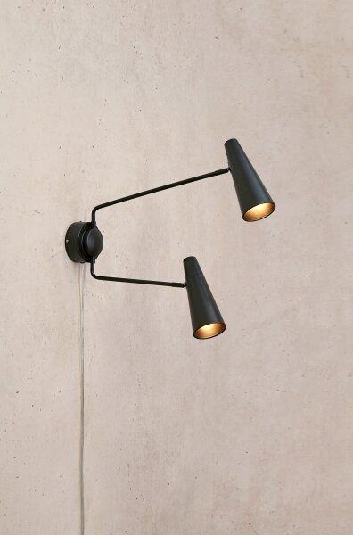 Markslöjd 108690 - Nástenná lampa PEAK 2xE14/40W/230V čierna
