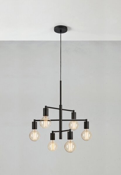 Markslöjd 108717 - Luster na lanku CIELO 6xE27/40W/230V čierna
