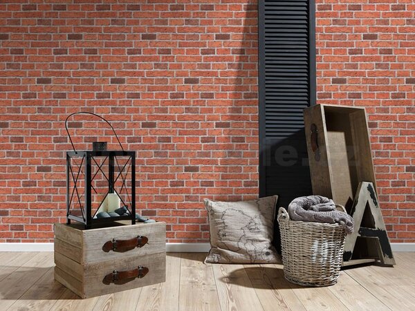 Papírové tapety na zeď Wood´n Stone 7798-16, rozměr 10,05 m x 0,53 m, cihla červená, A.S.Création