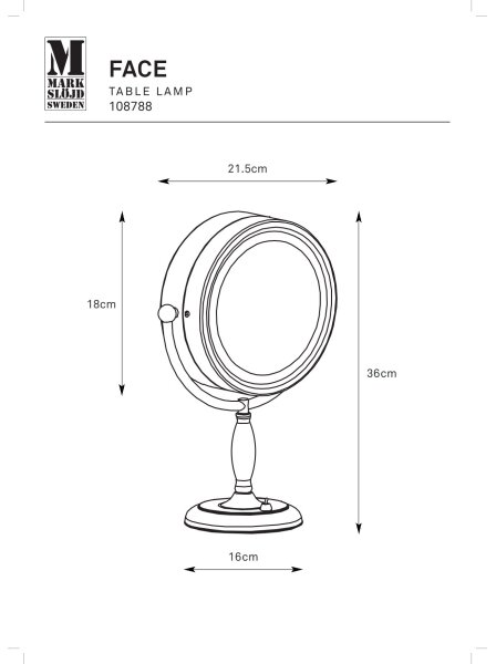 Markslöjd 108788 - Kosmetické zrkadielko FACE 1xE14/25W/230V