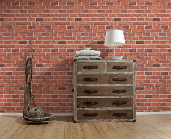 Papírové tapety na zeď Wood´n Stone 7798-16, rozměr 10,05 m x 0,53 m, cihla červená, A.S.Création