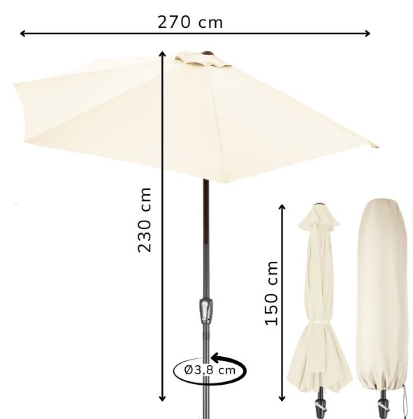 DB Garden Půlkruhový zahradní slunečník Ralph krémový