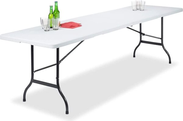 BDW skladací záhradný stôl Skladací stôl 240x75 cm s plastovým dradlom na prenáanie