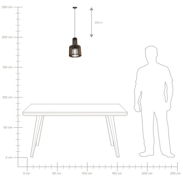 Závesná lampa tmavé drevo MDF kov stropné svietidlo otvorené tienidlo boho štýl obývačka jedáleň